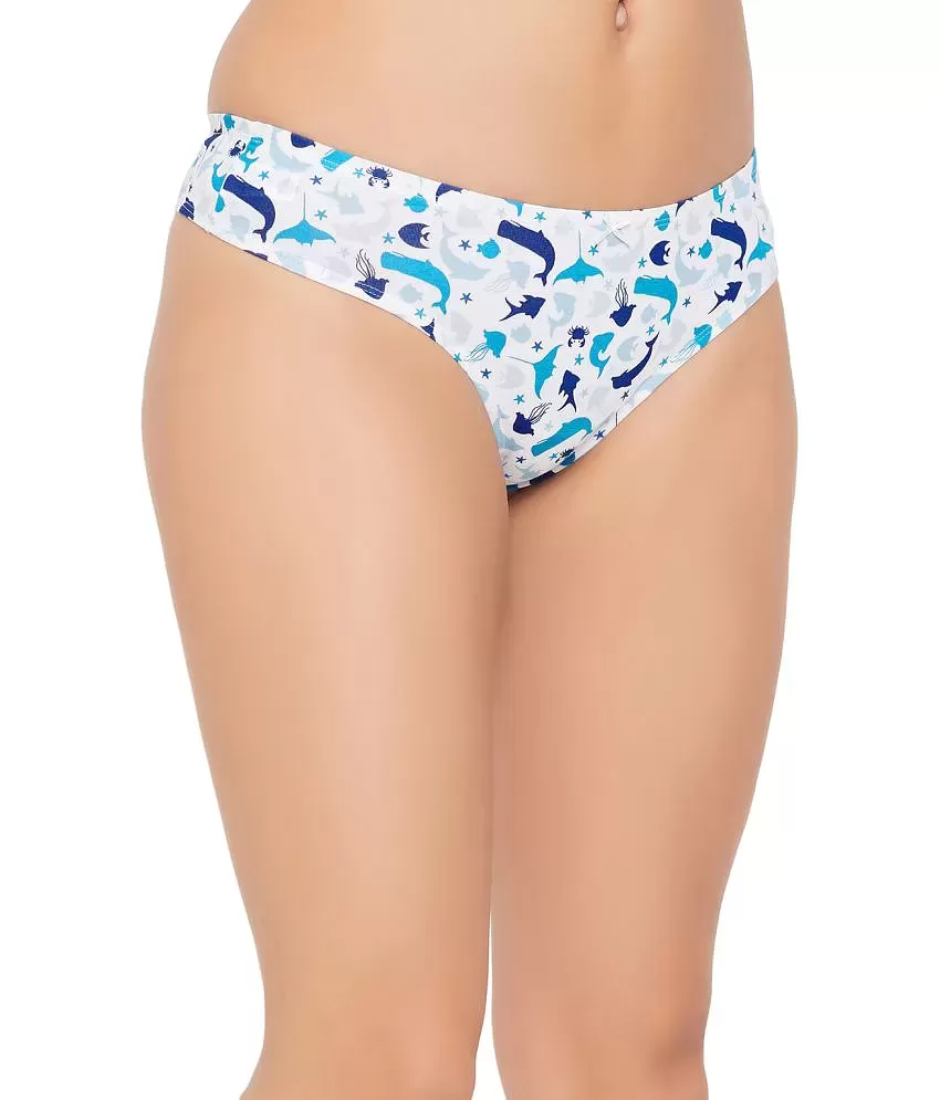 Clovia White Cotton Printed Women's Thongs ( Pack of 1 ) - Buy Clovia White  Cotton Printed Women's Thongs ( Pack of 1 ) Online at Best Prices in India  on Snapdeal