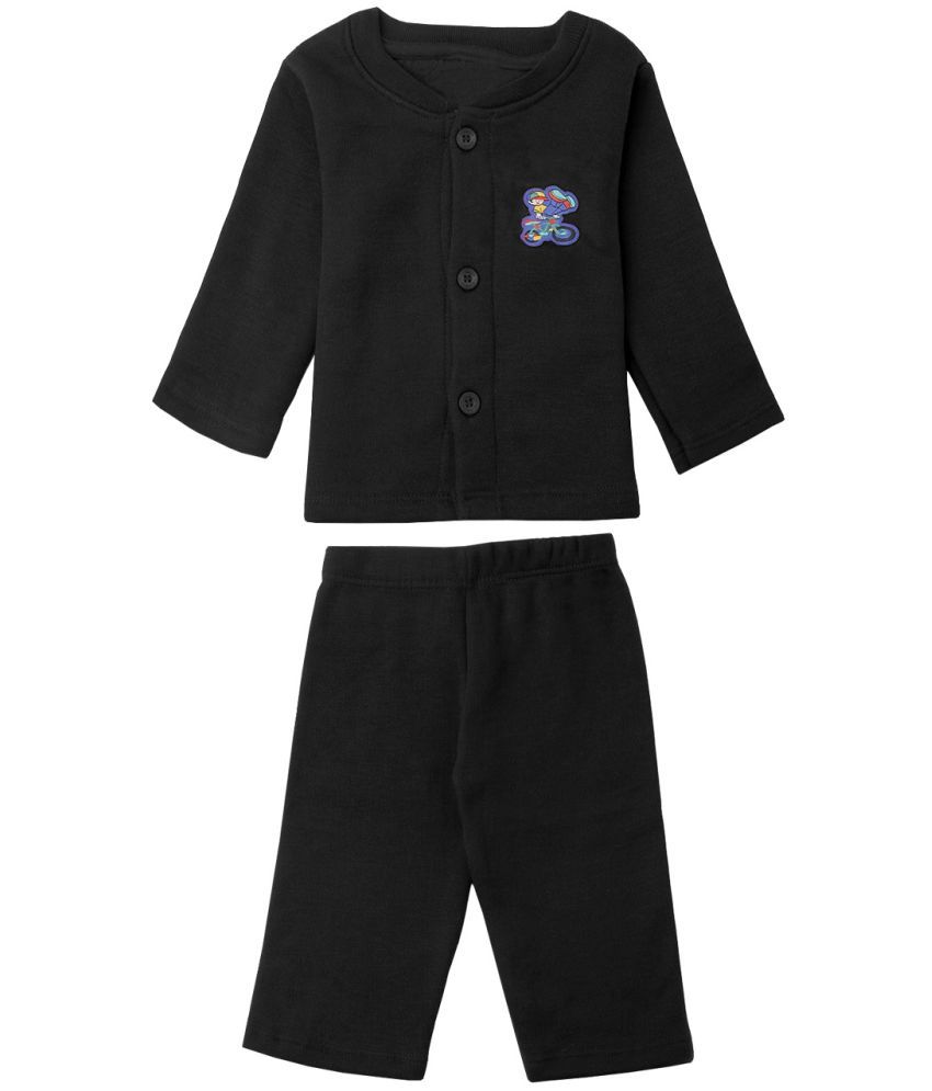    			Amul Bodywarmer Premium Black Front Open Full Sleeves Upper & Lower Thermal Set for Unisex/Kids/Baby - Pack of 1