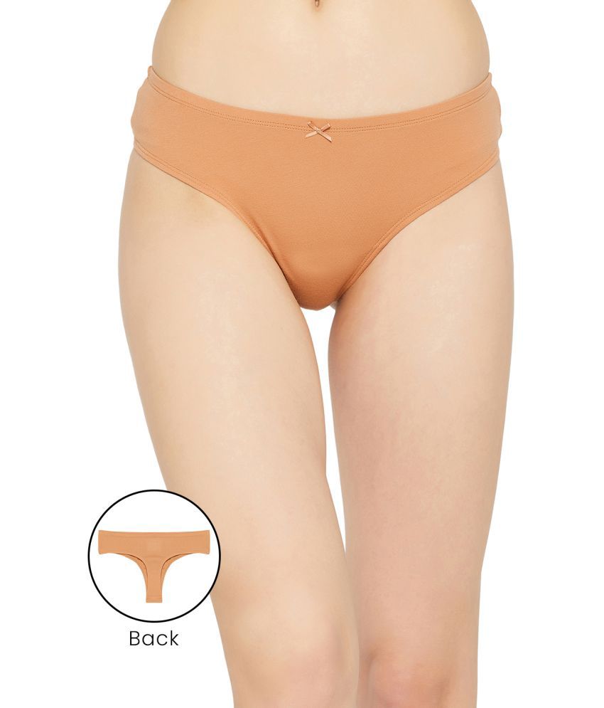    			Clovia Beige Cotton Solid Women's Thongs ( Pack of 1 )