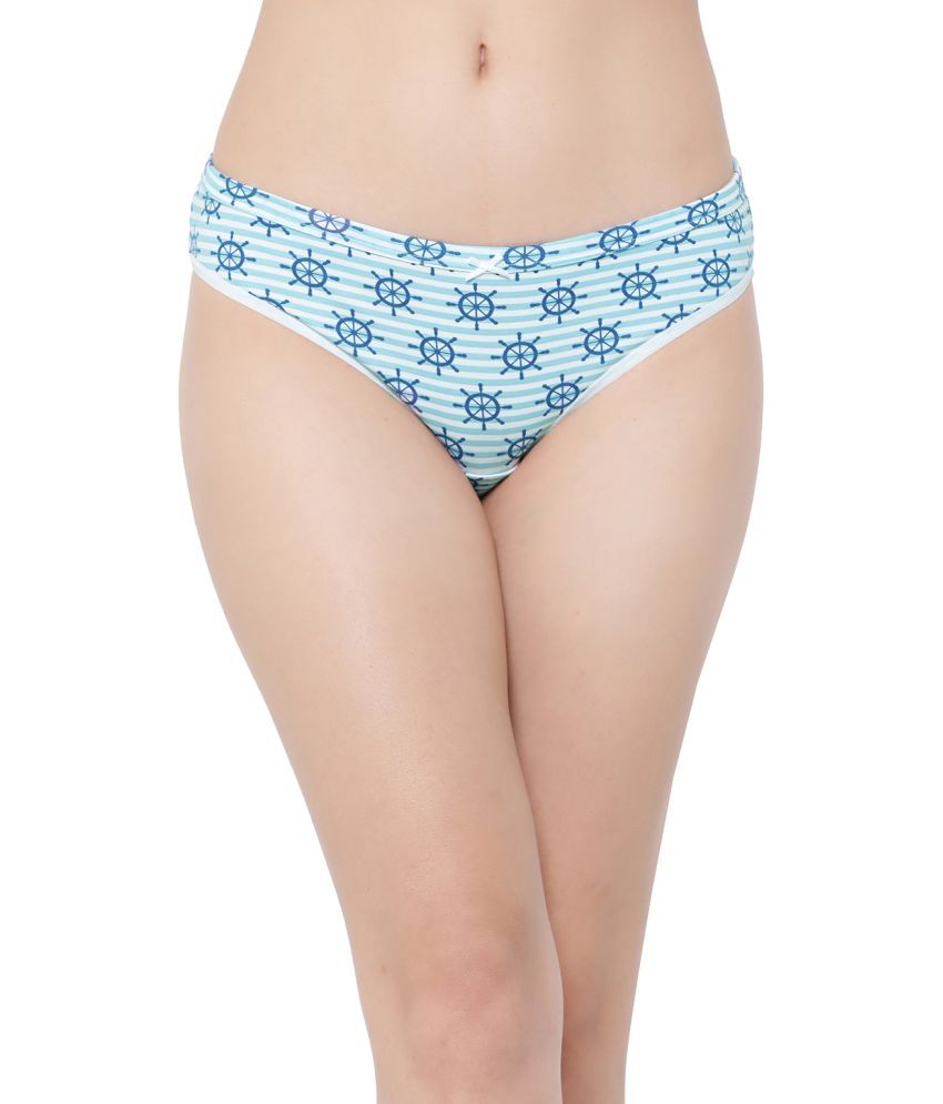     			Clovia Cotton Printed Women's Bikini ( Blue )