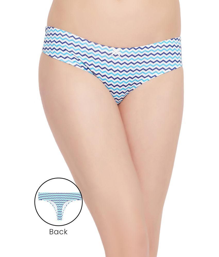     			Clovia Cotton Printed Women's Thongs ( Blue )