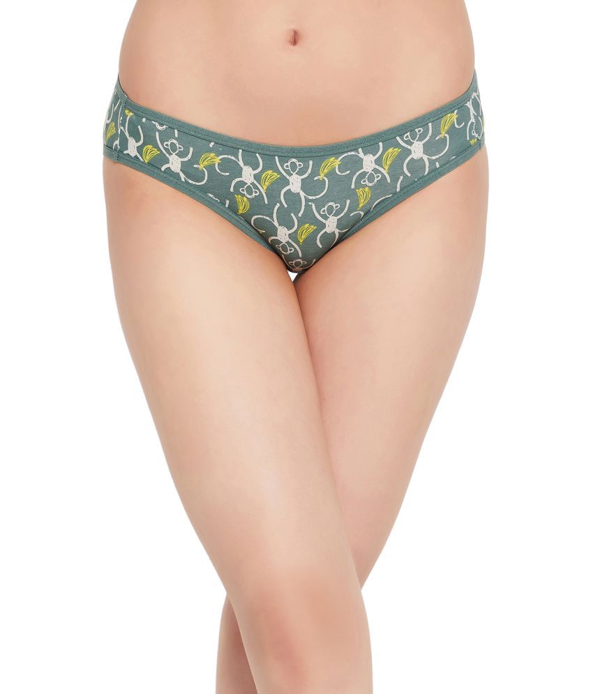     			Clovia Green Cotton Printed Women's Bikini ( Pack of 1 )