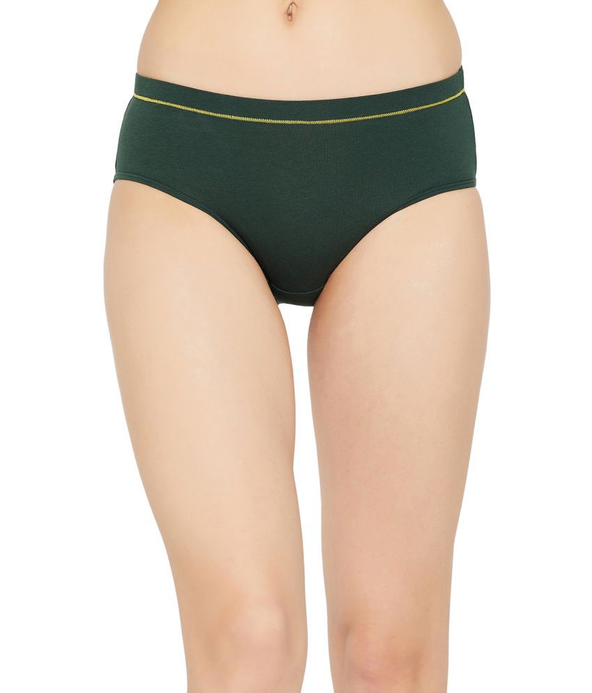     			Clovia Green Cotton Solid Women's Hipster ( Pack of 1 )
