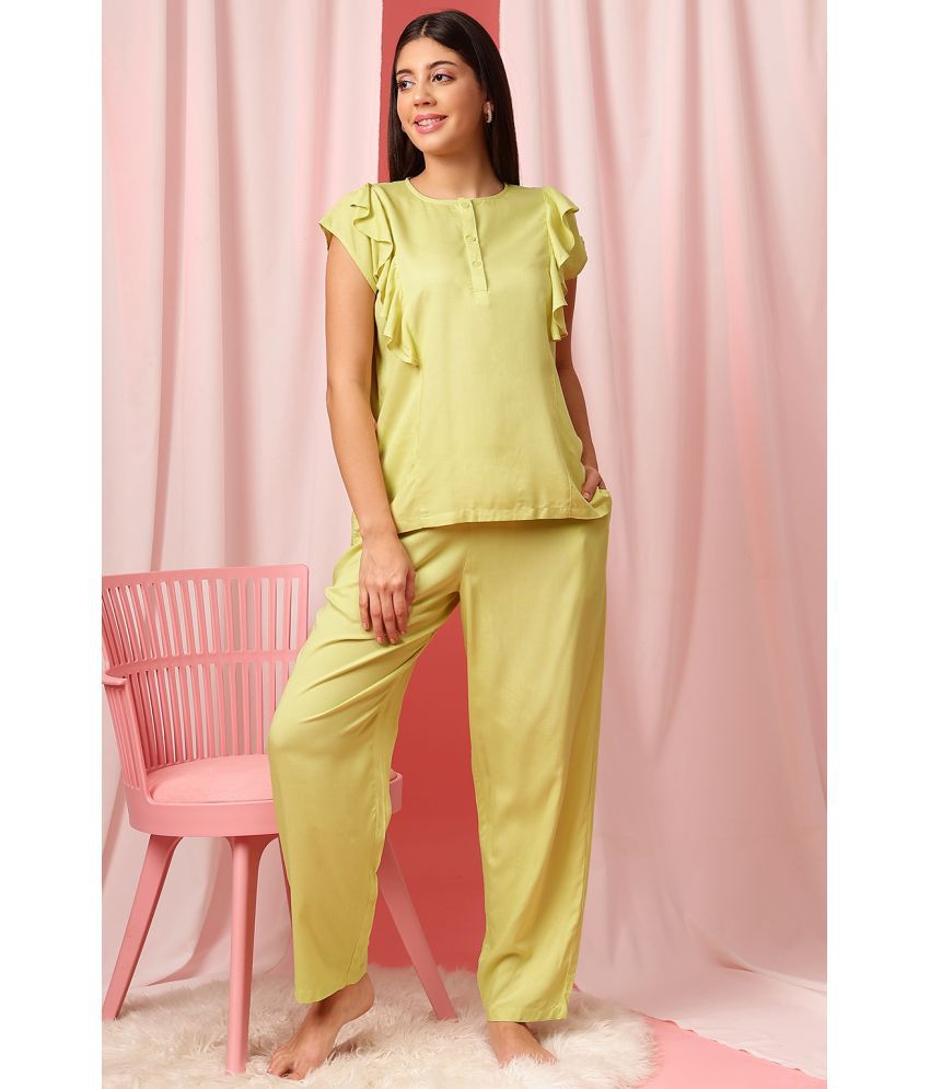     			Clovia Green Rayon Women's Nightwear Nightsuit Sets ( Pack of 2 )
