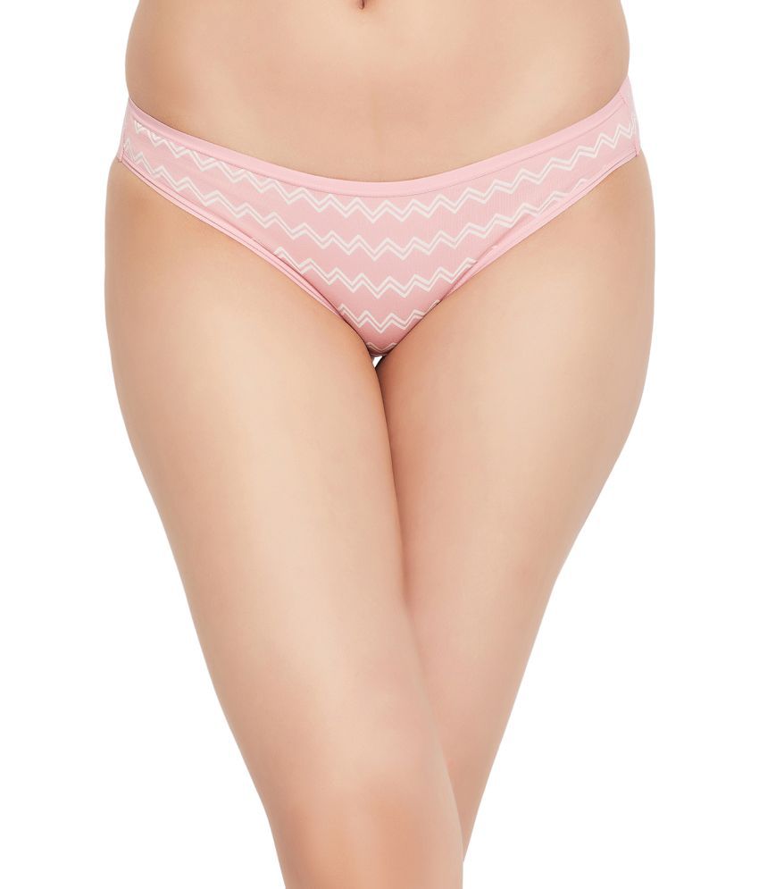     			Clovia Pink Cotton Printed Women's Bikini ( Pack of 1 )