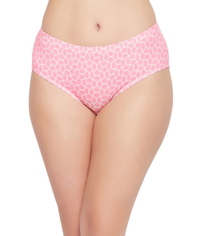     			Clovia Pink Cotton Printed Women's Hipster ( Pack of 1 )