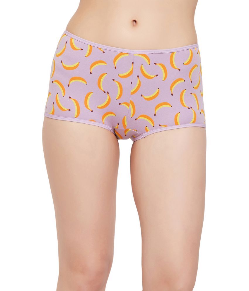     			Clovia Purple Cotton Printed Women's Boy Shorts ( Pack of 1 )