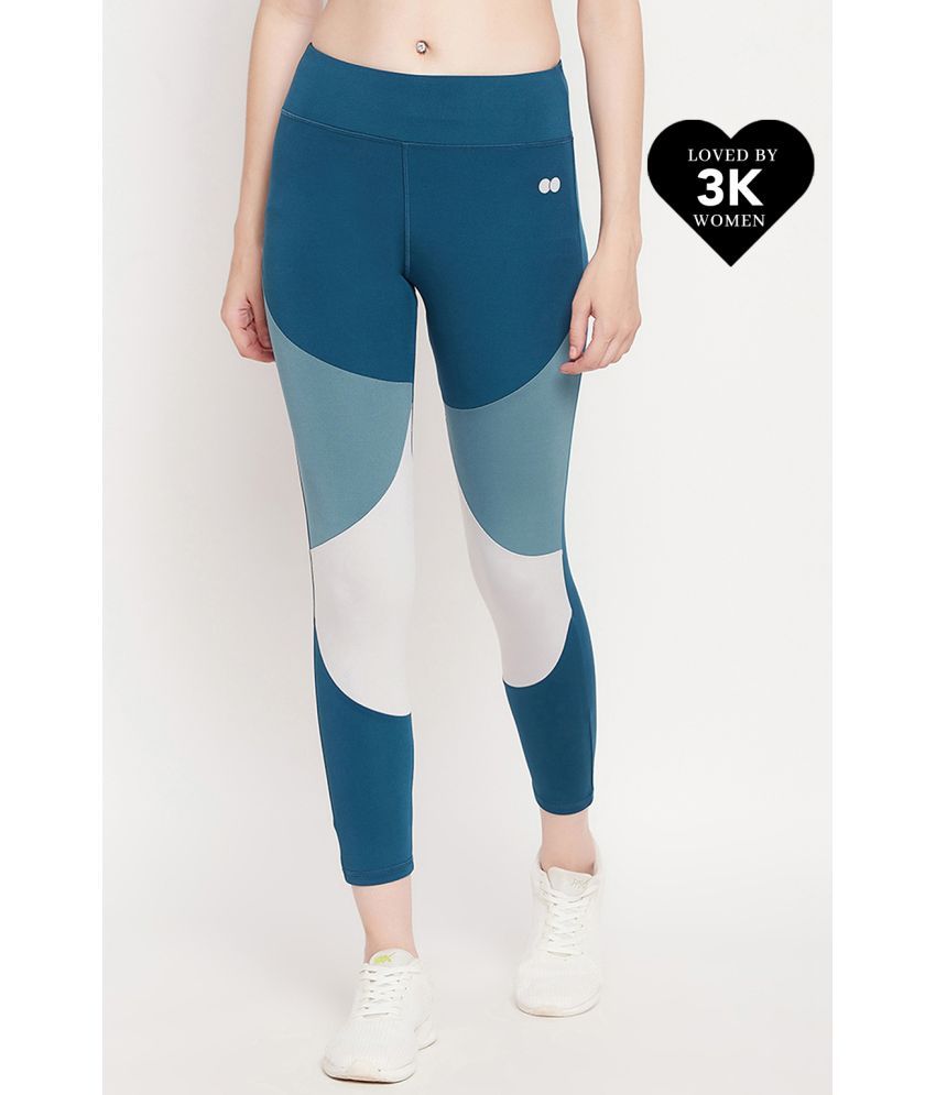     			Clovia Teal Polyester Solid Tights - Single