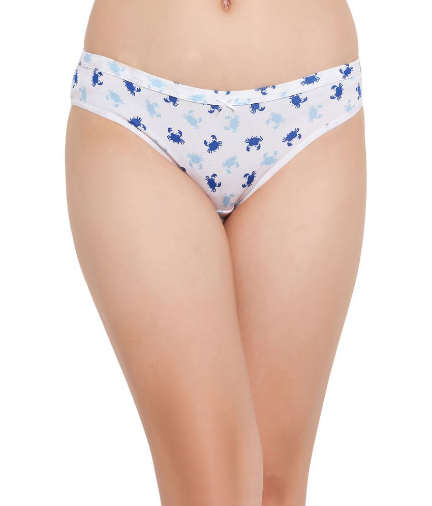     			Clovia Cotton Printed Women's Bikini ( White )