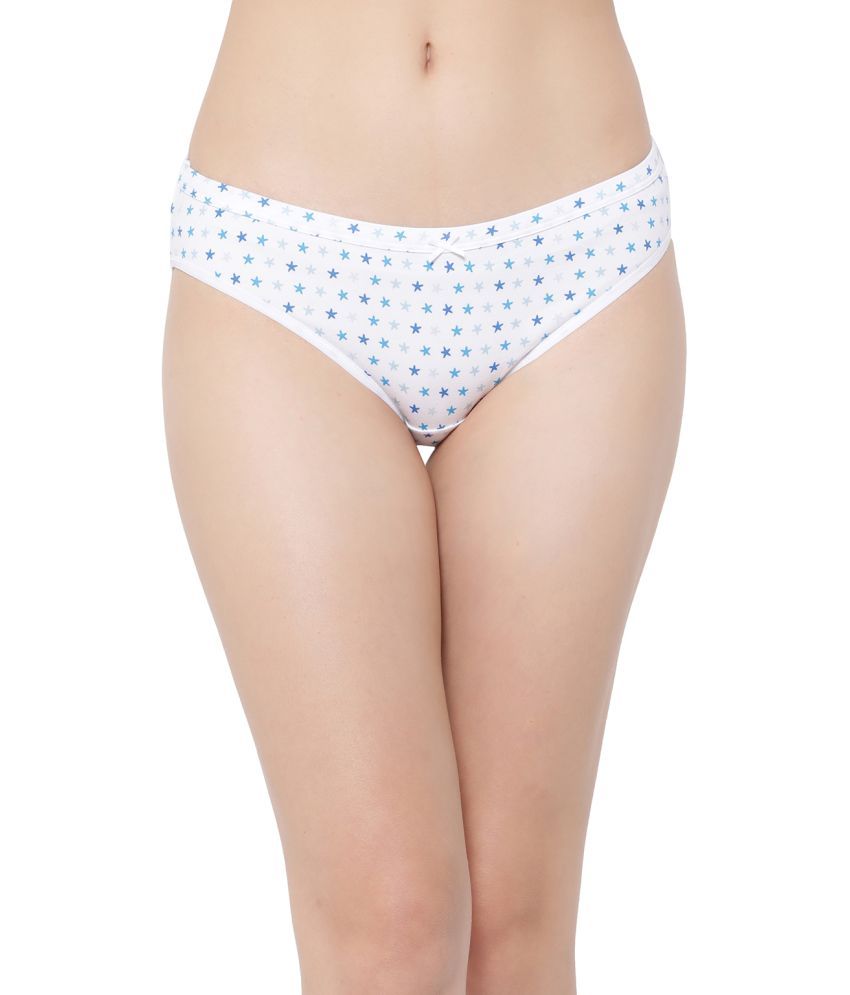     			Clovia Cotton Printed Women's Bikini ( White )