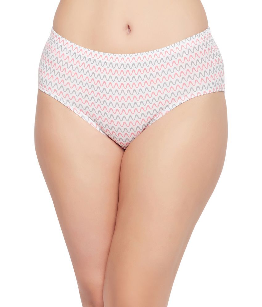     			Clovia White Cotton Printed Women's Hipster ( Pack of 1 )