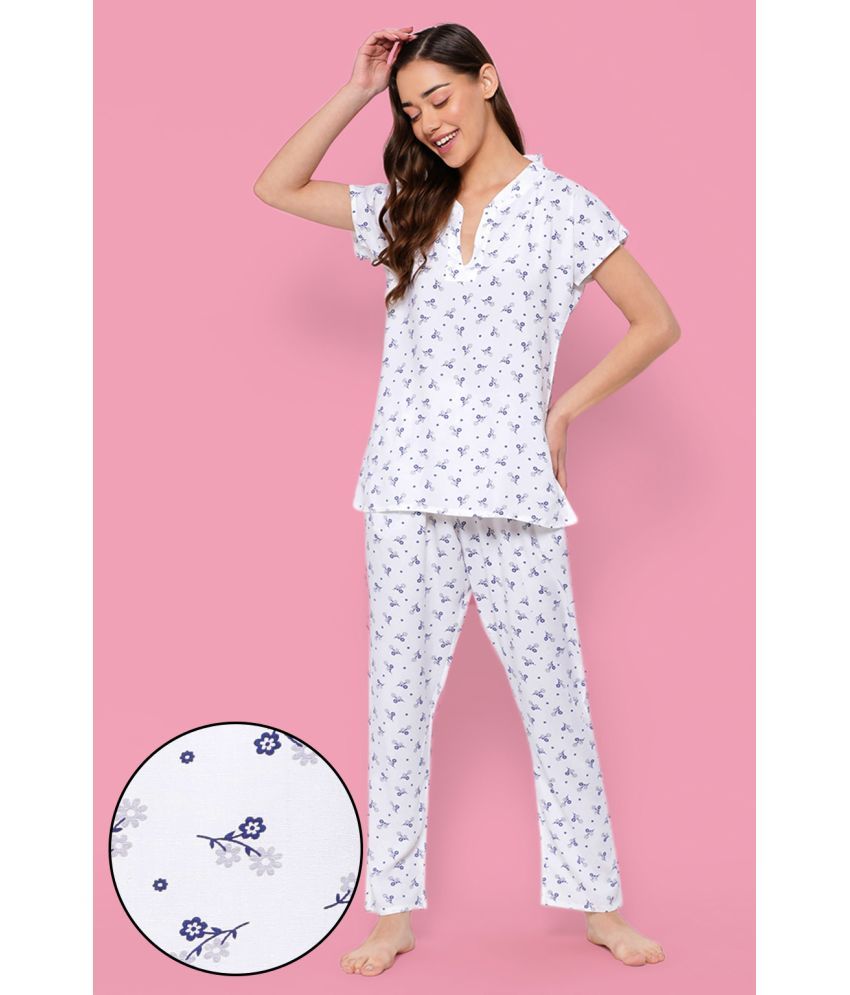     			Clovia White Rayon Women's Nightwear Nightsuit Sets ( Pack of 2 )