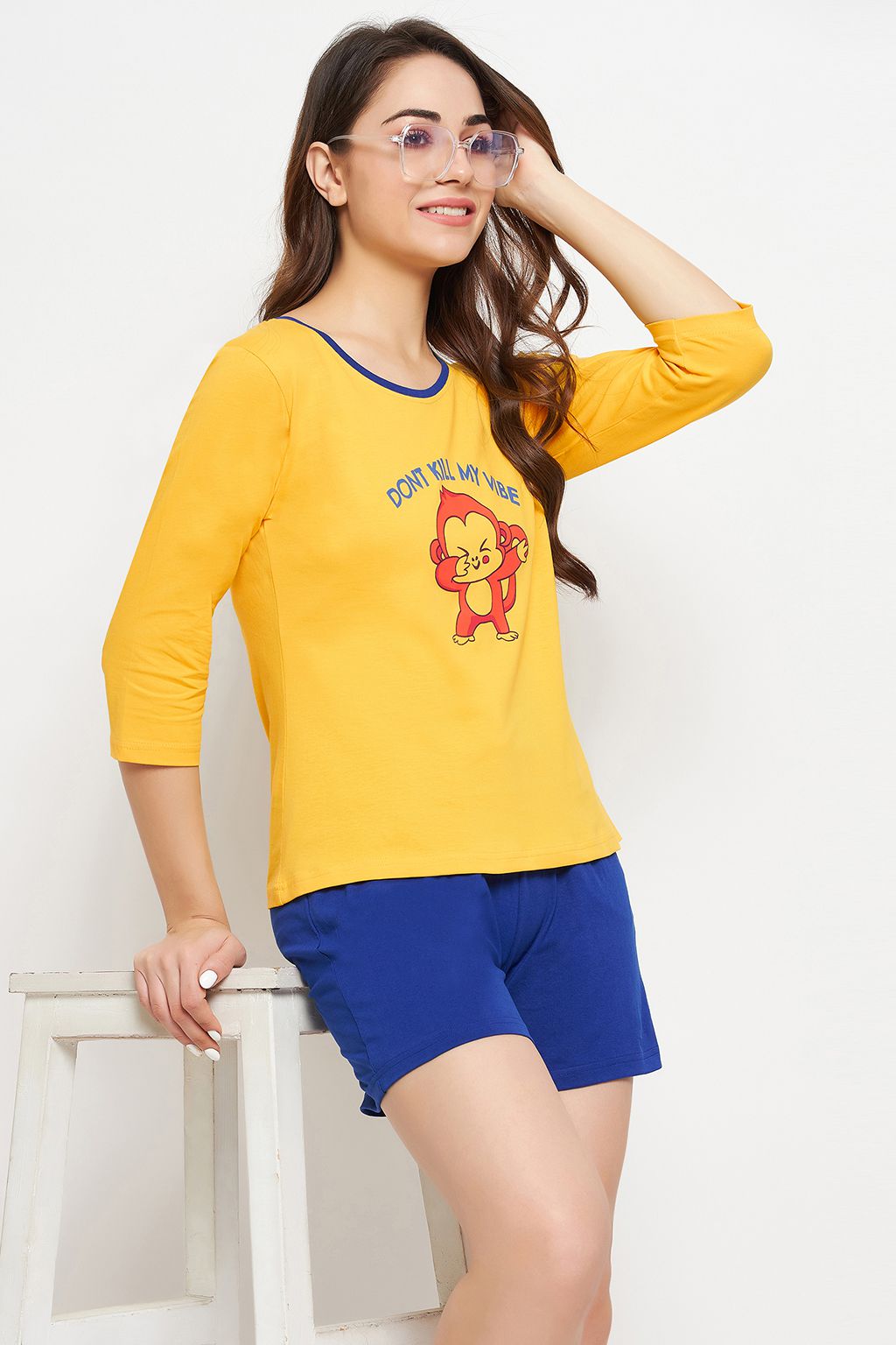     			Clovia Yellow Cotton Women's Nightwear Nightsuit Sets ( Pack of 2 )