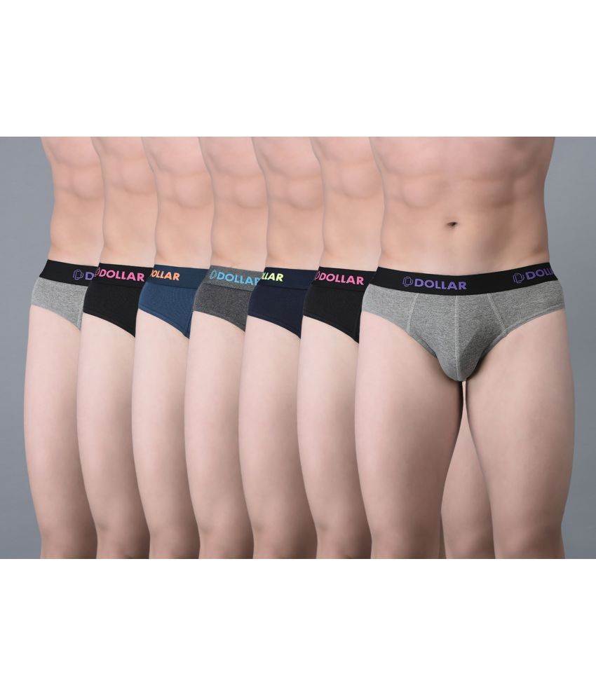     			Pack of 7 Dollar Bigboss Assorted Solid Cotton Blend Men Brief