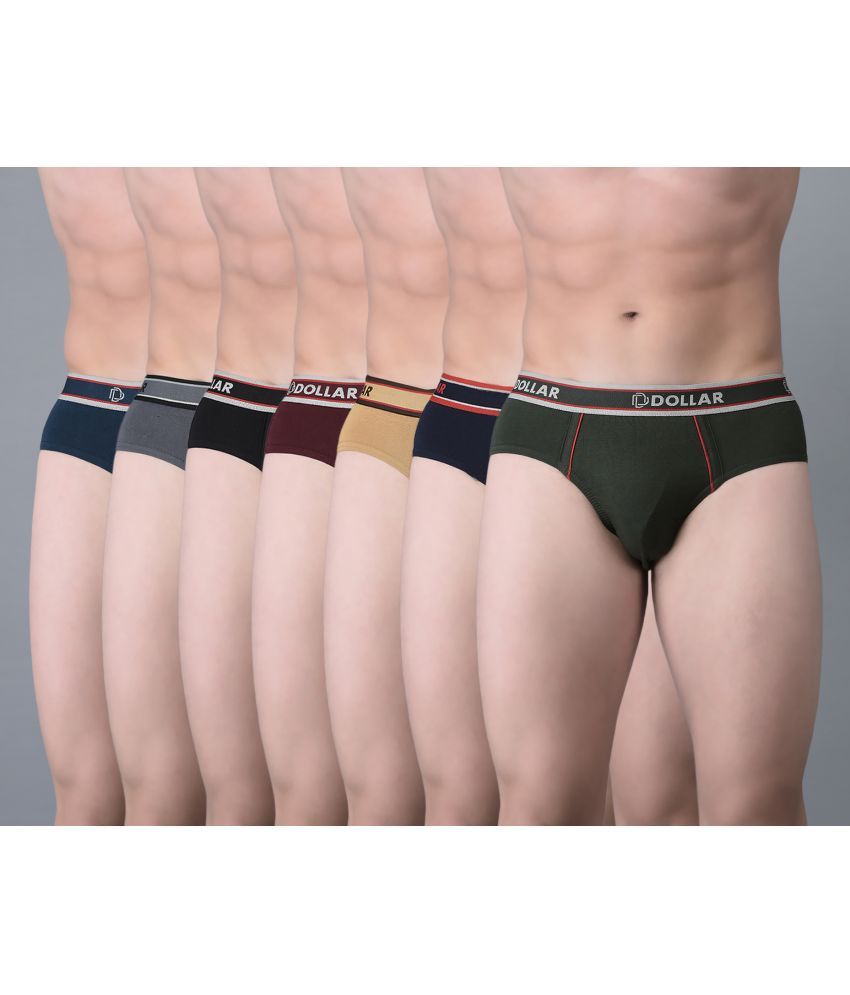     			Pack of 7 Dollar Bigboss Assorted Solid Cotton Blend Men Brief