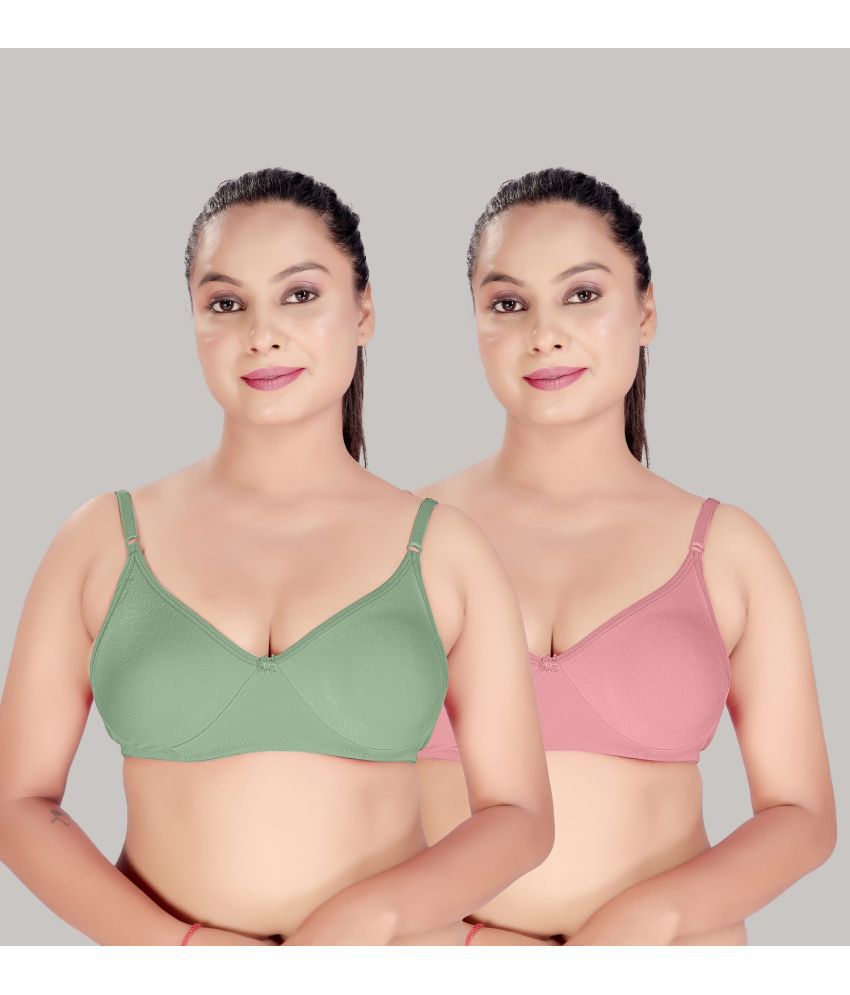     			HAYA Multicolor Cotton Non Padded Women's Push Up Bra ( Pack of 2 )