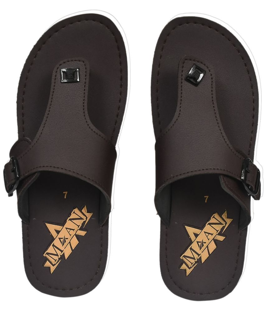     			MAAN Brown Men's Thong Flip Flop