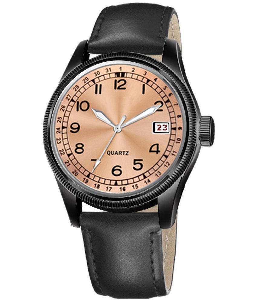     			Newman Black Leather Analog Men's Watch