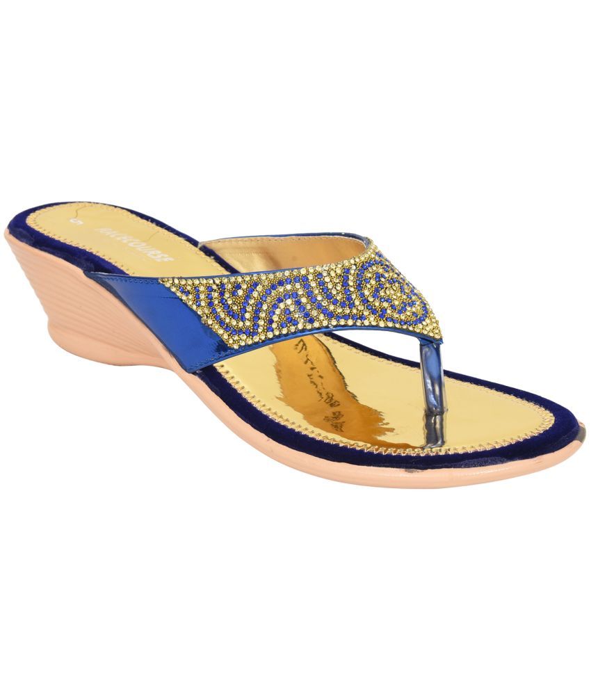     			Racecourse Blue Women's Slip On Heels