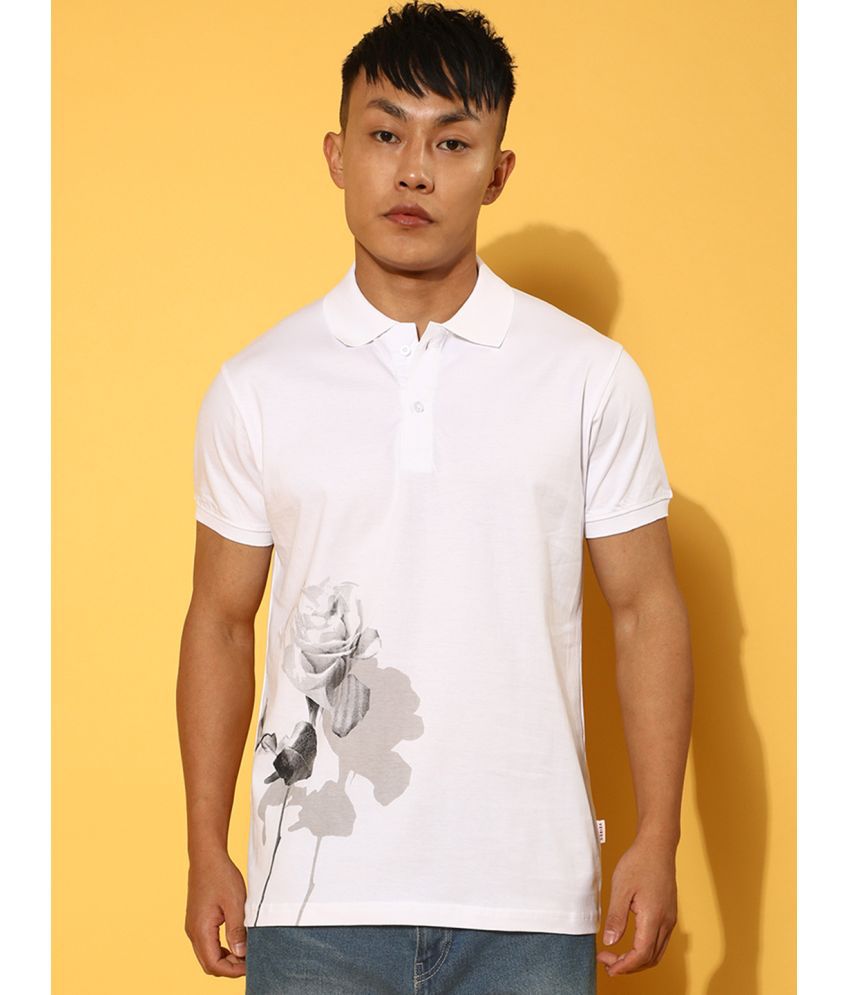     			Veirdo Cotton Regular Fit Printed Half Sleeves Men's Polo T Shirt - White ( Pack of 1 )