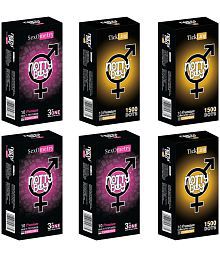 NottyBoy Combo Pack 3 IN 1,1500 Dots, Ribbed, Countour Condoms For Men - 60 Units