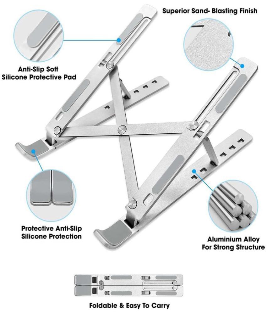     			Adjustable Laptop Stand Laptop Table For Upto 40.64 cm (16) Silver with 6 Adjustable Levels.