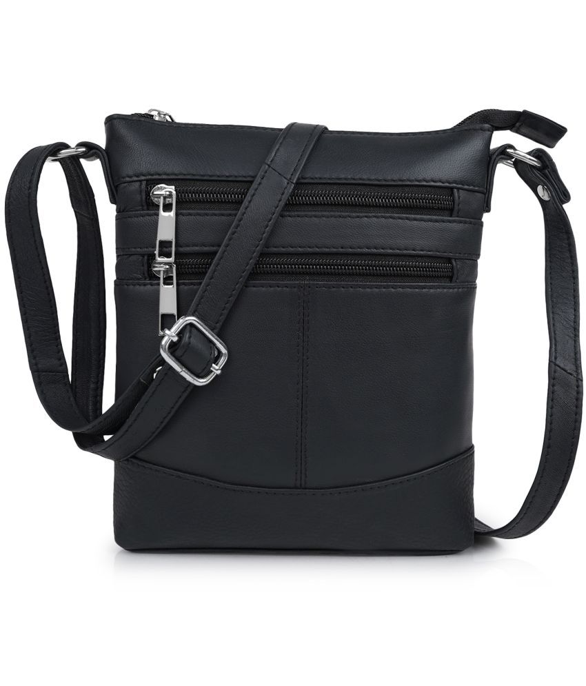     			CIMONI Black Pure Leather Sling Bag