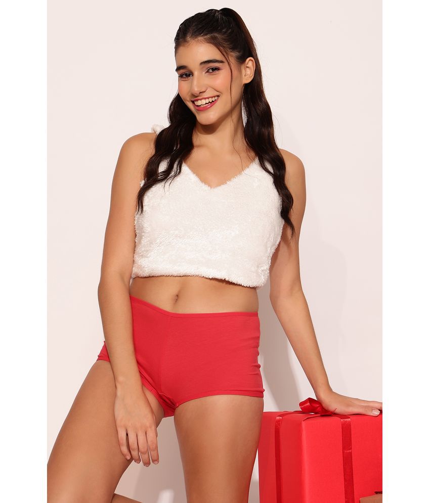     			Clovia Red Cotton Solid Women's Boy Shorts ( Pack of 1 )