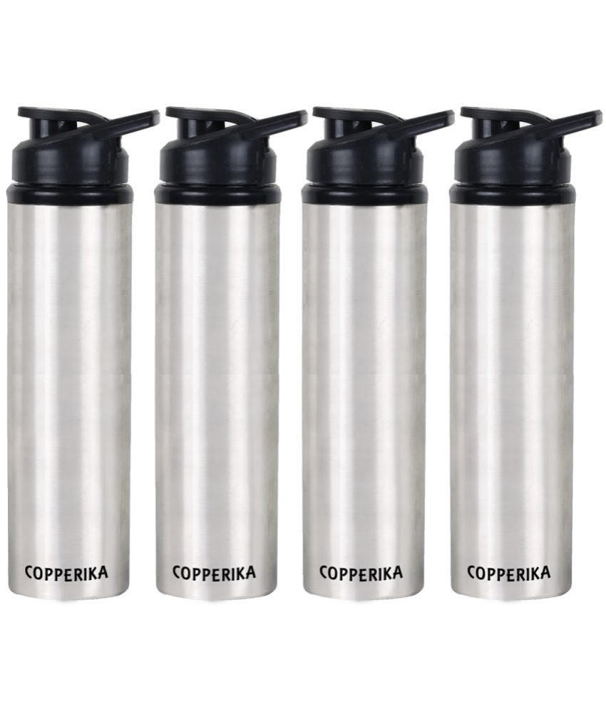     			Copperika Prime Stainless Steel Water Bottle For Kids & Home Silver Fridge Water Bottle 1000ml mL ( Set of 4 )