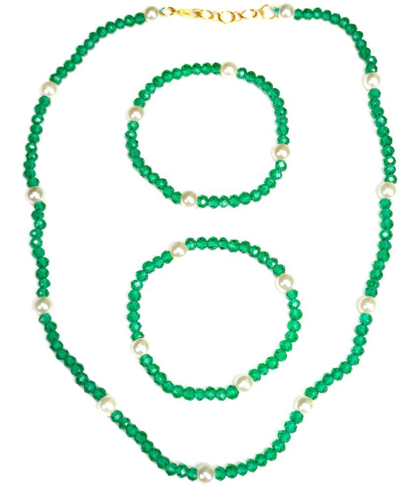     			DAIVYA WELLNESS Green Acrylic Necklace Set ( Pack of 1 )