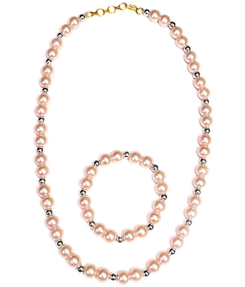     			DAIVYA WELLNESS Peach Pearls Necklace Set ( Pack of 1 )