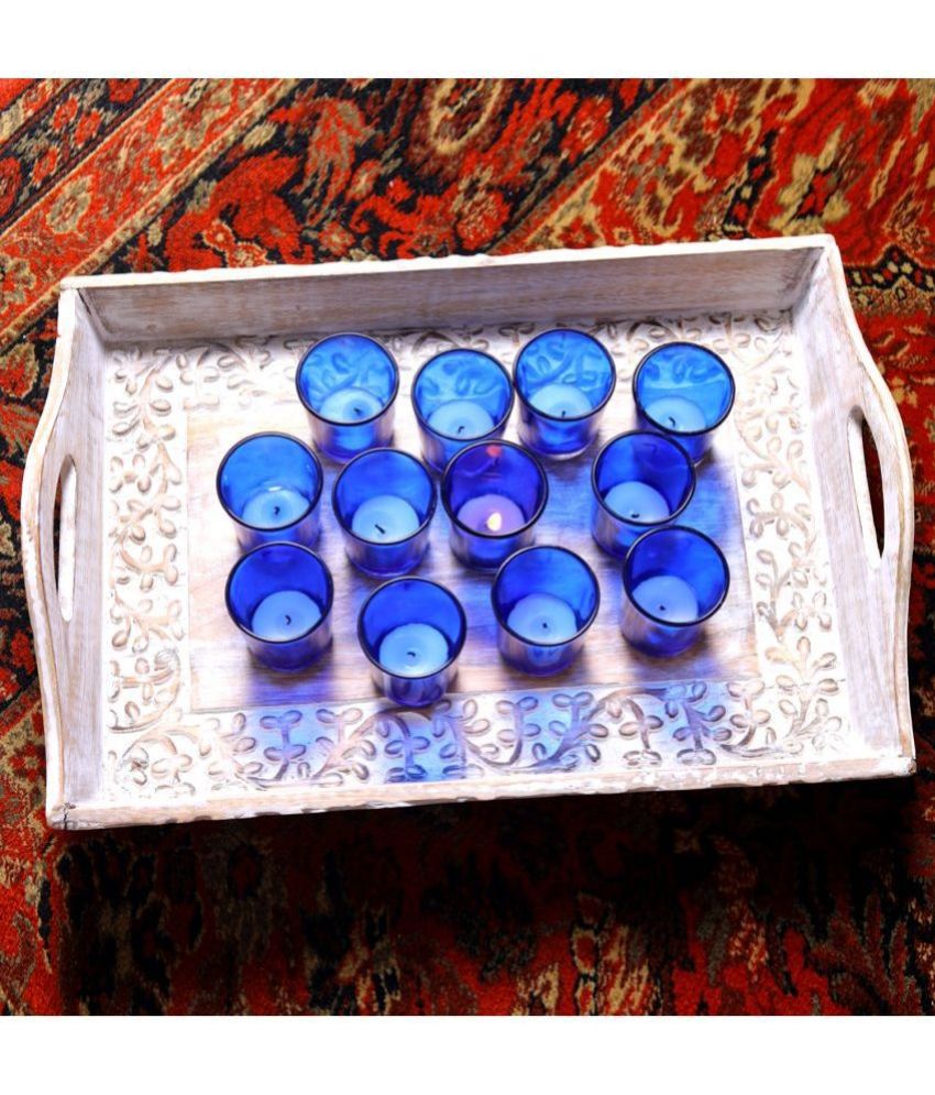     			Hosley Blue Table Top Glass Tea Light Holder - Pack of 12