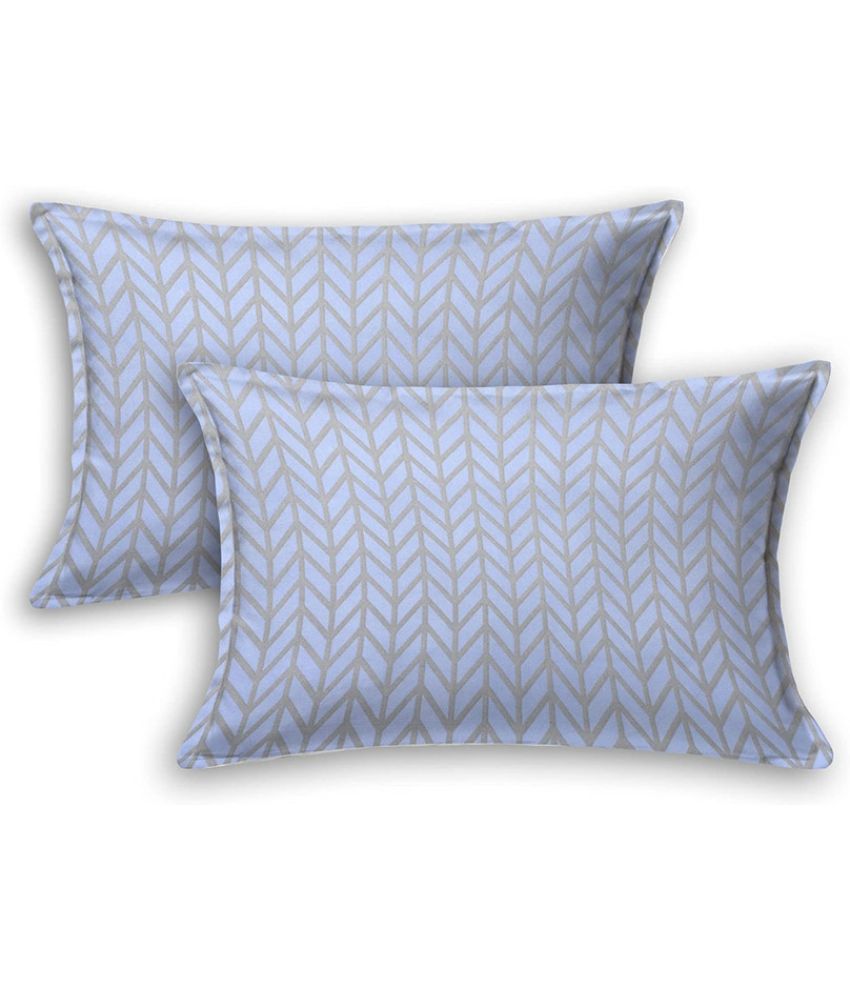     			JBTC - Pack of 2 Cotton Floral Regular Pillow Cover ( 71.12 cm(28) x 45.72 cm(18) ) - Blue