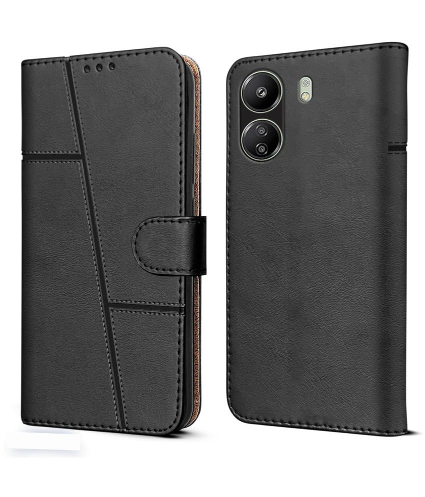     			Shining Stars Black Flip Cover Artificial Leather Compatible For Poco C65 ( Pack of 1 )