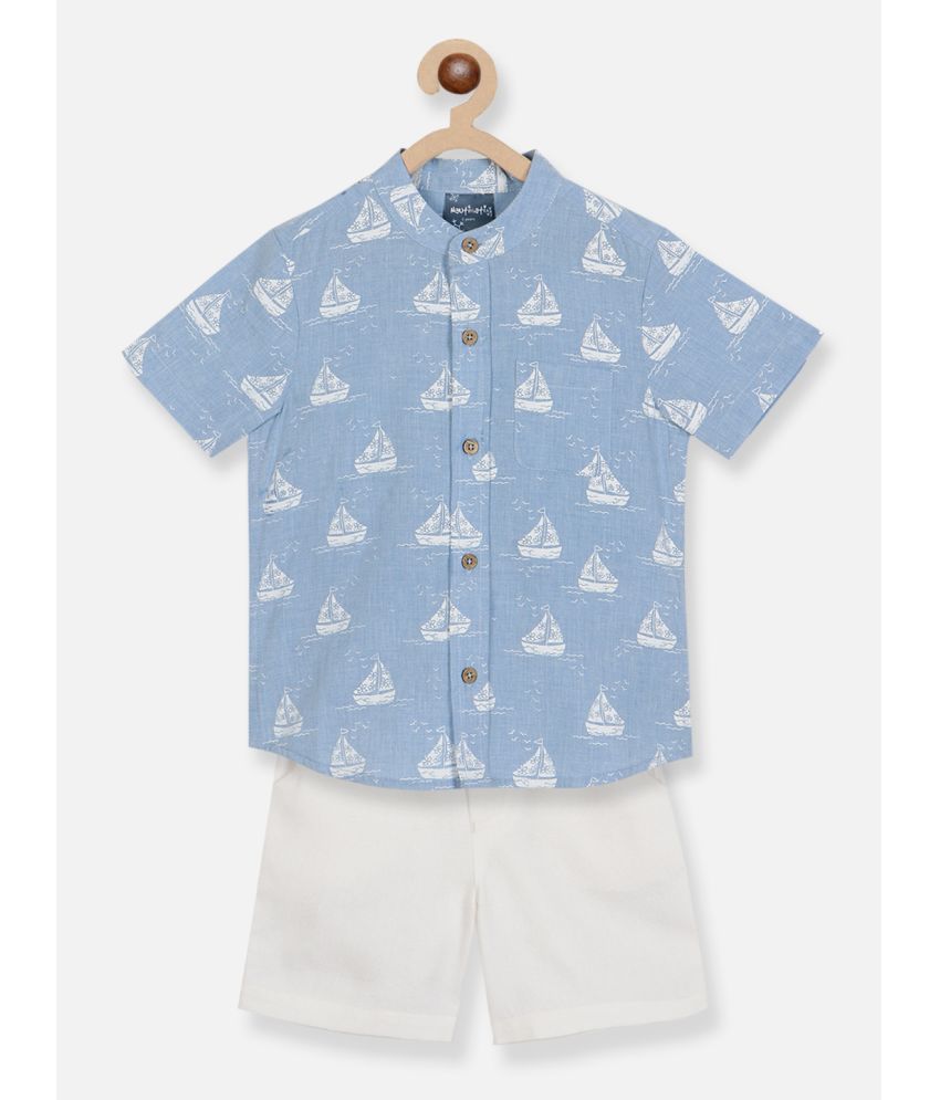     			Nauti Nati Blue Cotton Baby Boy T-Shirt & Shorts ( Pack of 1 )
