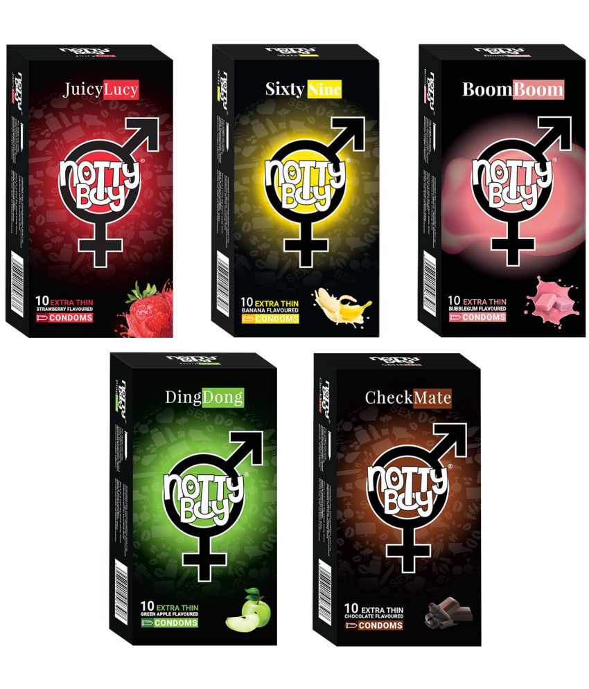     			NottyBoy Exotic Flavour Banana, Chocolate, Strawberry, Bubblegum & Ultra Thin Condoms- 50 Units