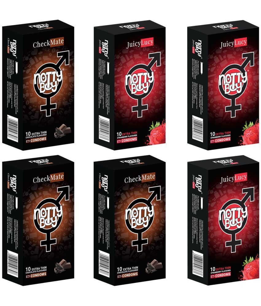     			NottyBoy Strawberry and Chocolate Flavour Ultra Thin Combo Pack Condoms - 60 Units