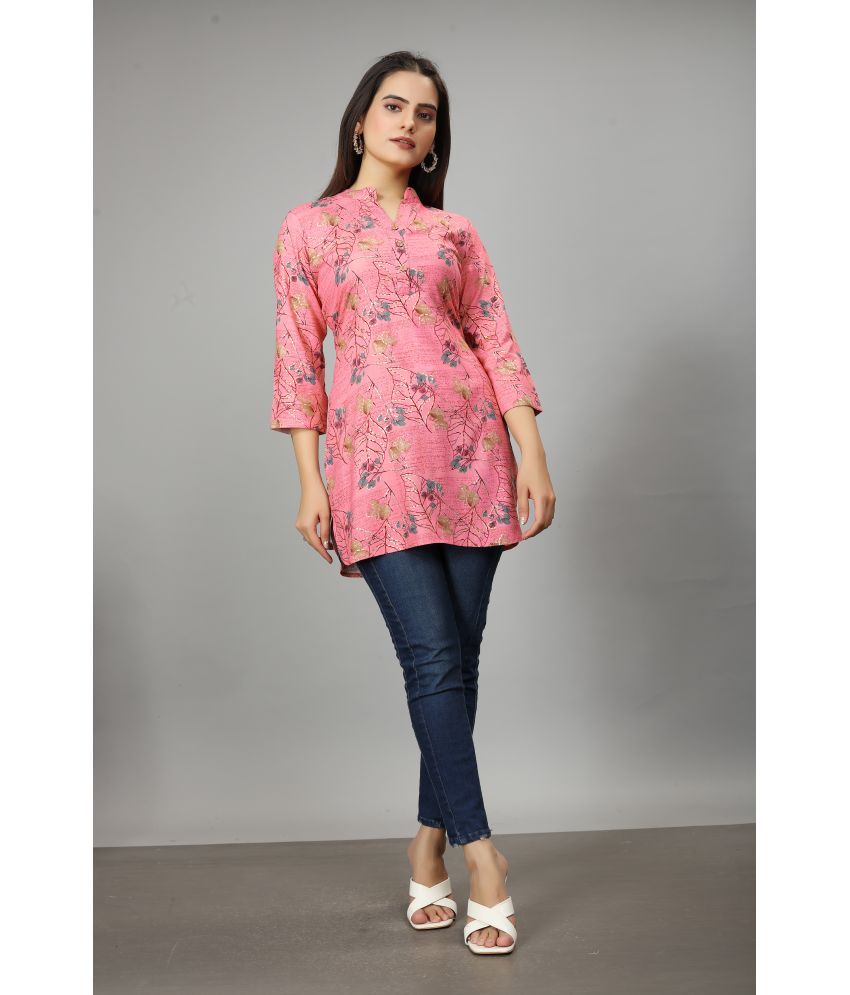     			SARRAS Viscose Printed Straight Women's Kurti - Pink ( Pack of 1 )