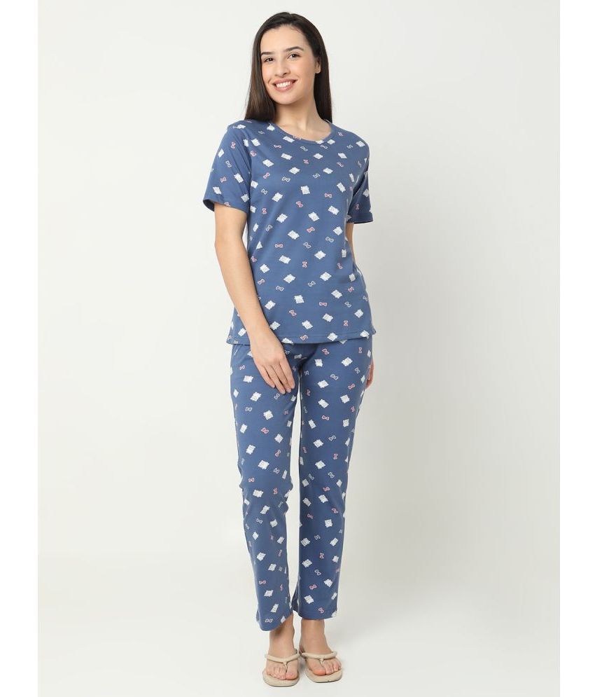     			Smarty Pants Blue Cotton Women's Nightwear Nightsuit Sets ( Pack of 1 )