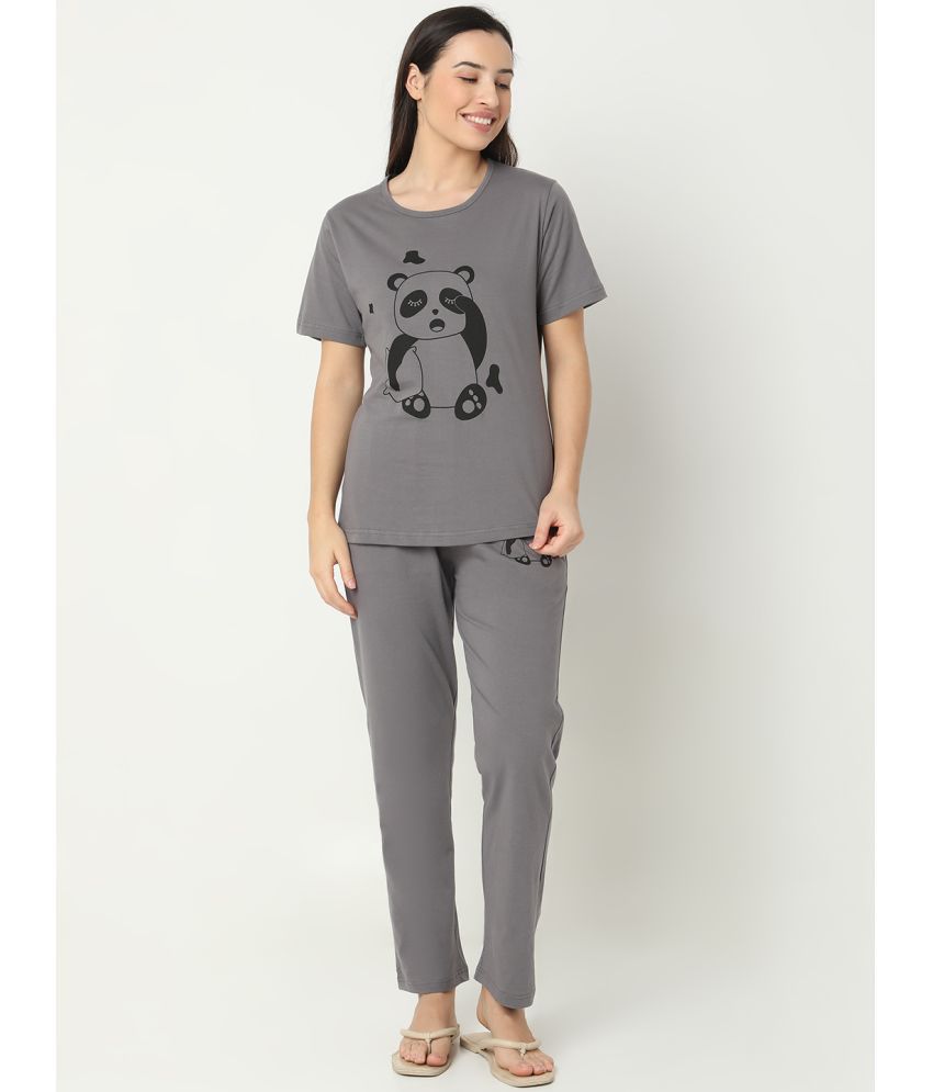     			Smarty Pants Grey Cotton Women's Nightwear Nightsuit Sets ( Pack of 1 )