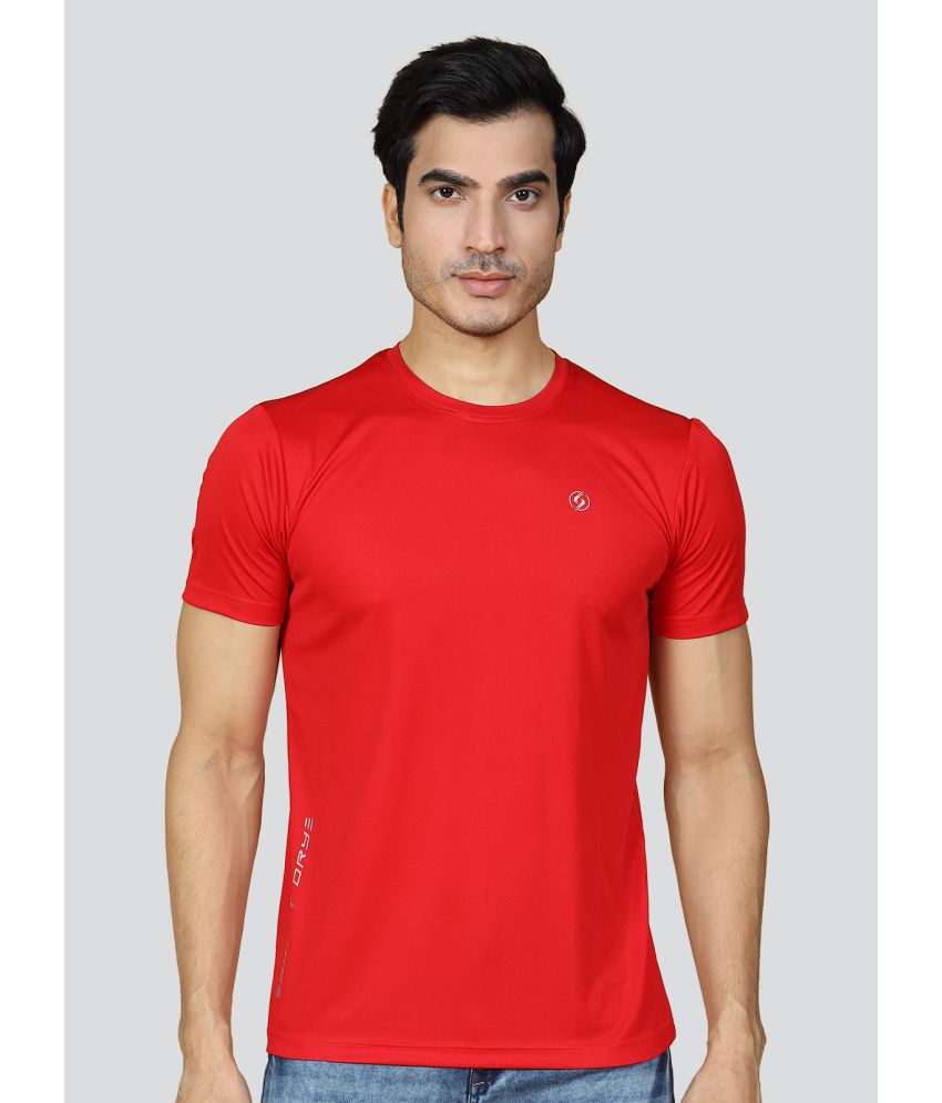     			Supersquad Polyester Regular Fit Solid Half Sleeves Men's T-Shirt - Red ( Pack of 1 )