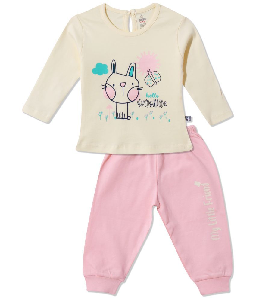     			TINYO Beige Cotton Baby Girl T-Shirt & Pyjama Set ( Pack of 1 )