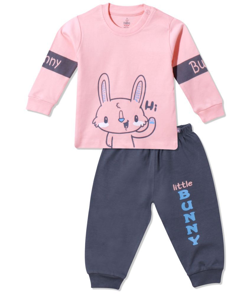     			TINYO Pink Cotton Baby Boy Sweatshirt & Jogger Set ( Pack of 1 )