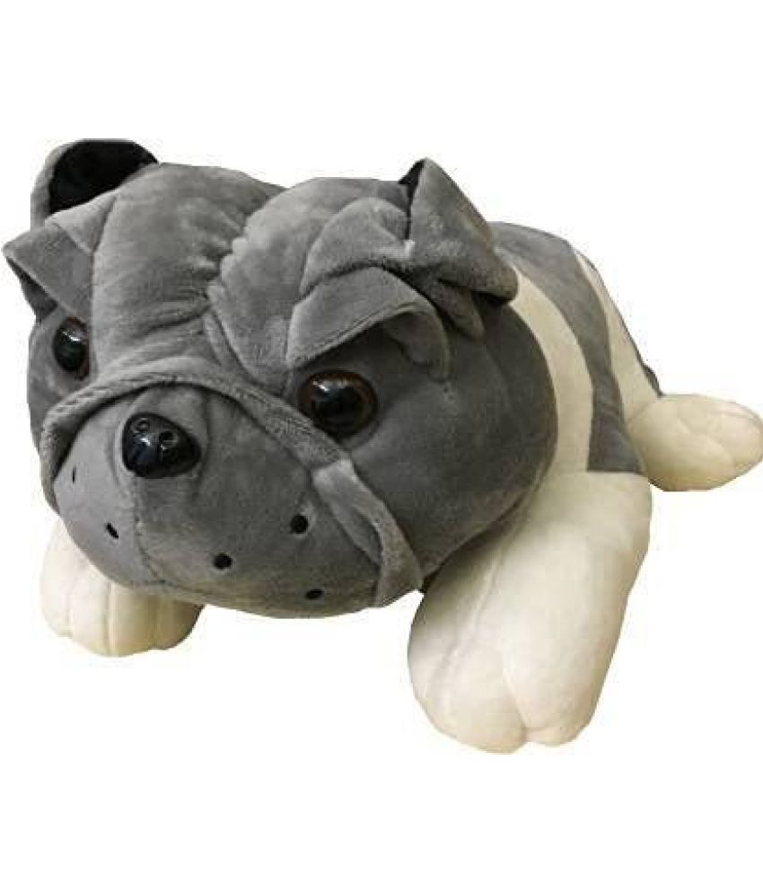     			Tickles Sitting Bull Dog Soft Stuffed Plush Animal Toy for Kids Room (Size: 30 cm Color: White & Grey)