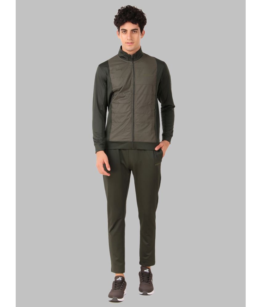    			Vector X Olive Polyester Regular Fit Colorblock Men's Sports Tracksuit ( Pack of 1 )