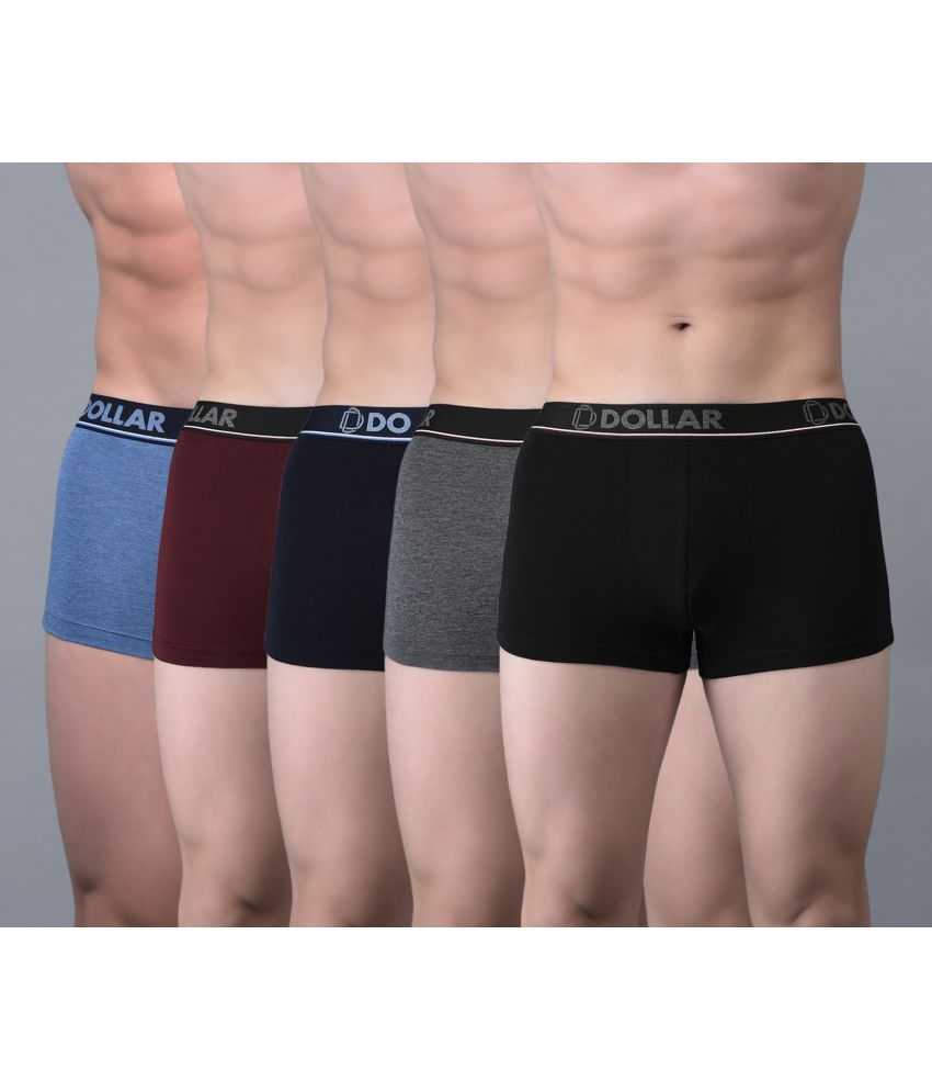     			Pack of 5 Dollar Bigboss Assorted Solid Cotton Blend Men Trunk