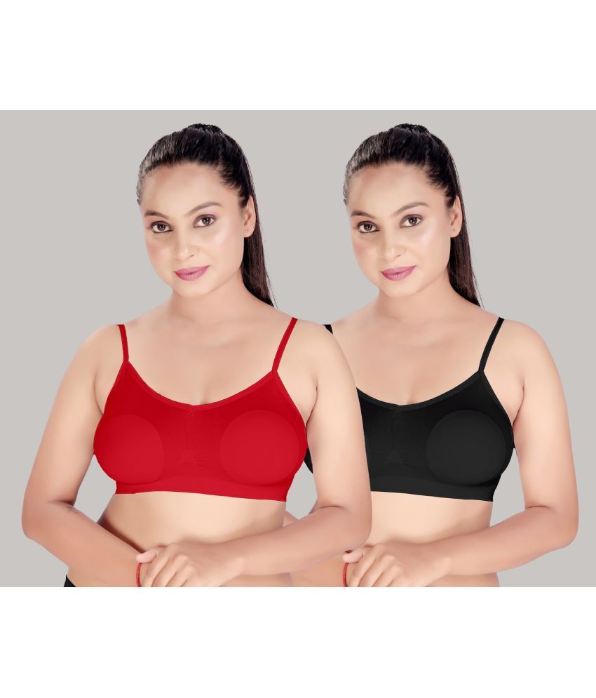     			HAYA Pack of 2 Silk Non Padded Women's Cami bra ( Multicolor ) White Polyester Non Padded Women's Cami bra