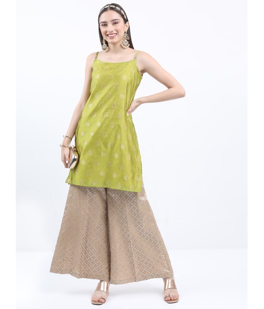     			Ketch Polyester Printed Straight Women's Kurti - Olive ( Pack of 1 )