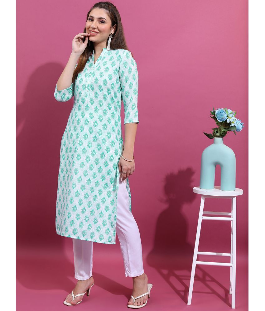     			Ketch Polyester Printed Straight Women's Kurti - Green ( Pack of 1 )