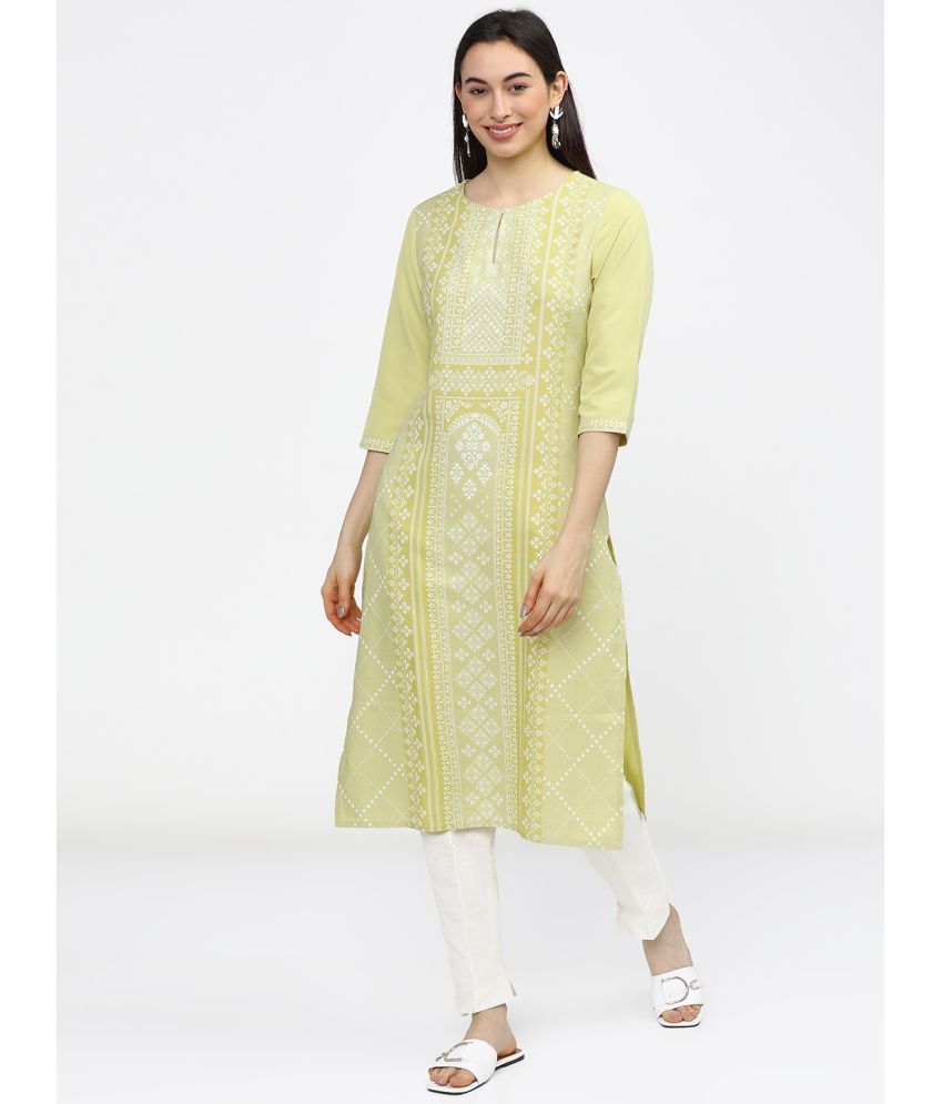     			Ketch Polyester Printed Straight Women's Kurti - Green ( Pack of 1 )